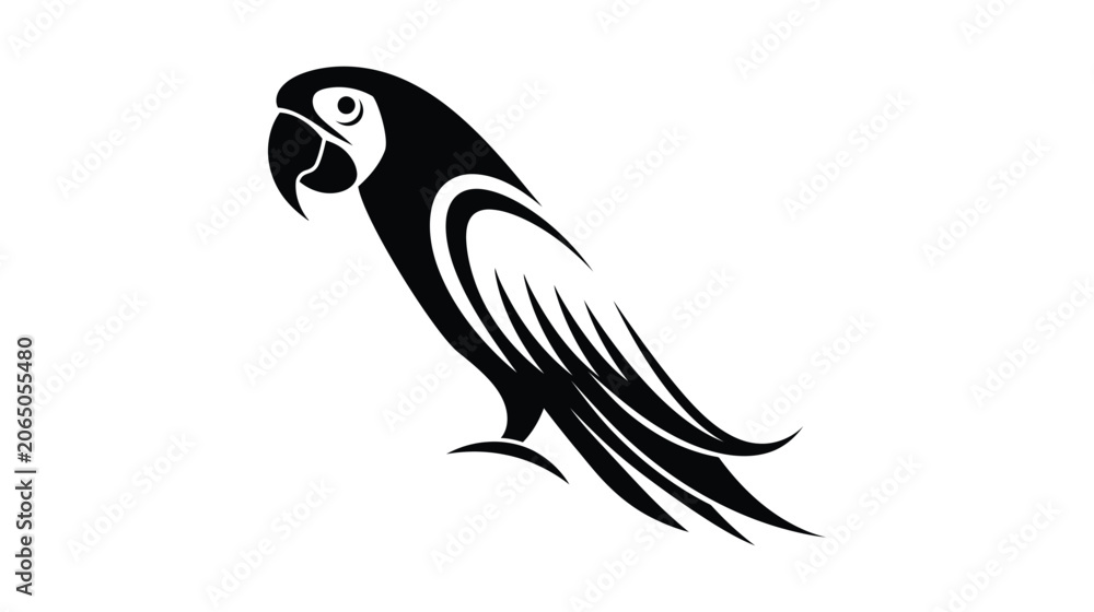 Fototapeta premium Parrot icon vector side profile design in minimalist style