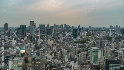 Tokyo Japan time lapse city skyline day to night cityscape at Shibuya and Shinjuku district