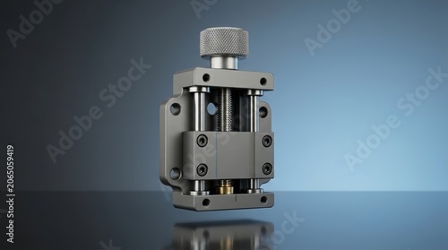 Fine adjuster 3D render, industrial micro adjustment system, precision calibration knob, CNC fine positioning device, mechanical micro adjuster, metrology tool