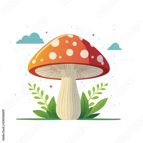 Colorful Fly Agaric Mushroom Illustration