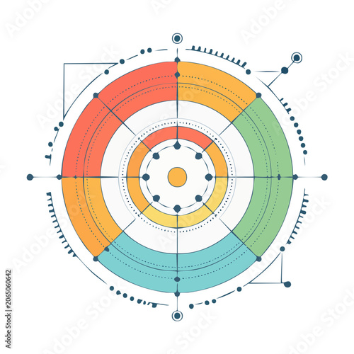 Colorful radar chart with concentric circles and segments