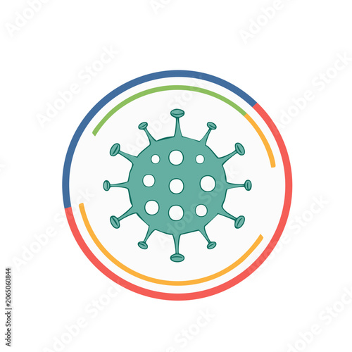 Flat design virus icon with colorful circular background