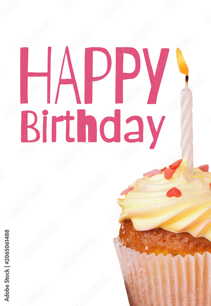 Obraz premium Celebrating a birthday with a cupcake and a candle at a gathering