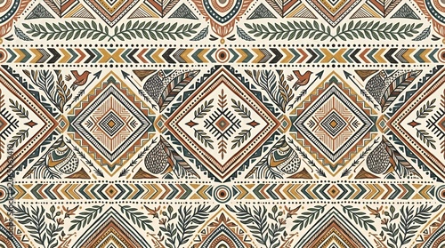 Detailed bohemian pattern with floral and geometric motifs.