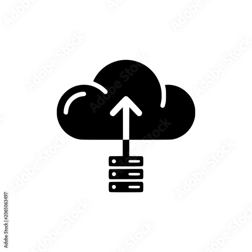 Cloud Database Upload Data Storage Black Icon Illustration