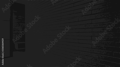 Dark Brick Wall Texture Background with Subtle Outline Effect and Alleyway
