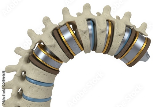 Medical spinal vertebrae illustration with discs