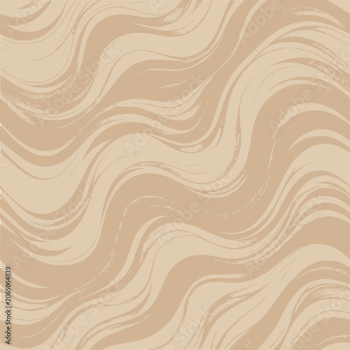 Abstract beige wavy lines, hand-painted brush stroke pattern, organic texture background