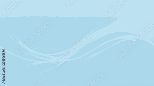 Abstract light blue background with flowing white wavy lines and brush strokes