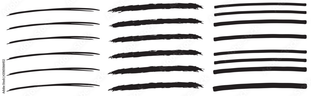 Fototapeta premium Black brush strokes collection various painted lines and strokes for art and design