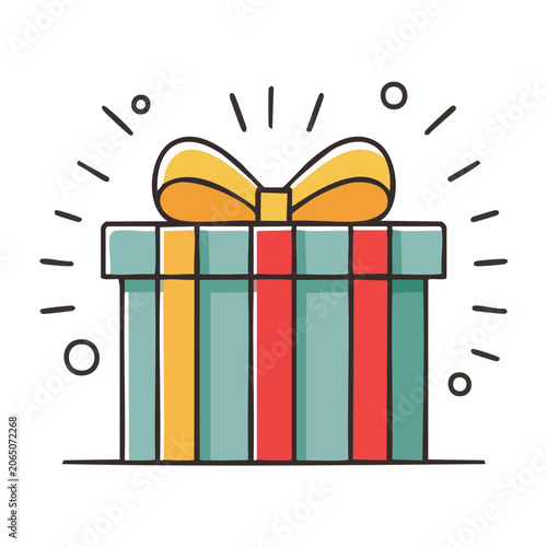 Colorful gift box with bow icon
