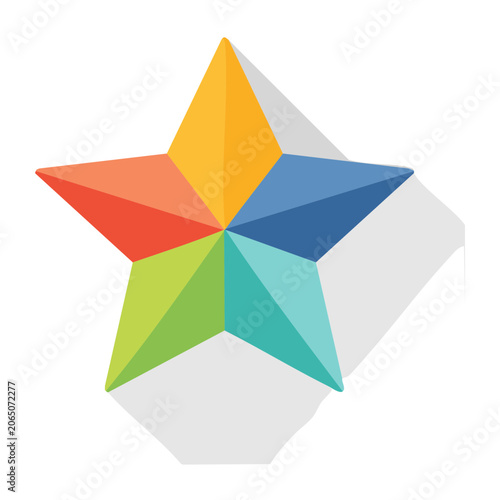 Colorful geometric star icon on transparent background