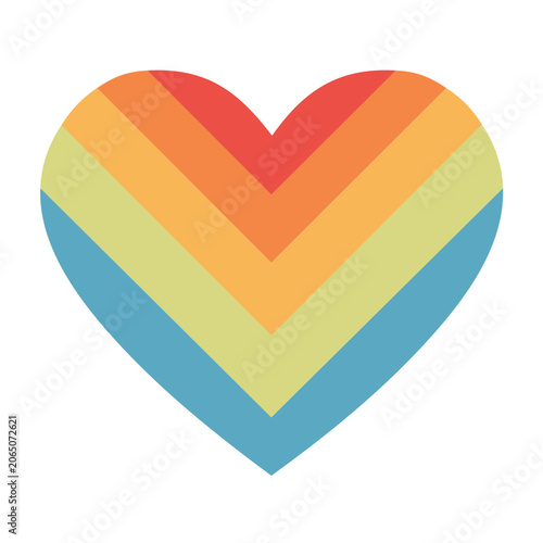 Rainbow Heart Icon with Transparent Background