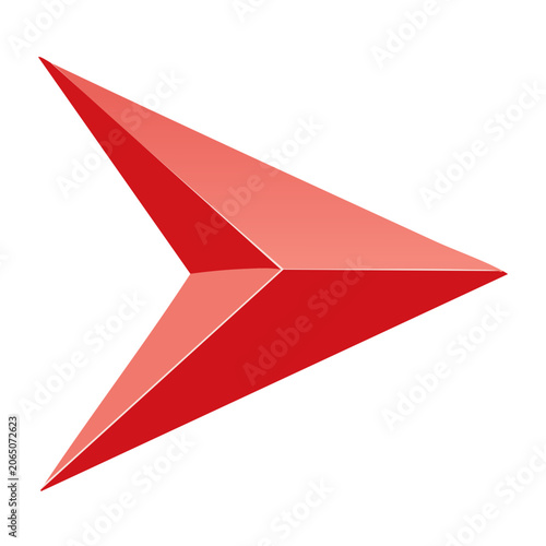 Red 3D Arrow on Transparent Background