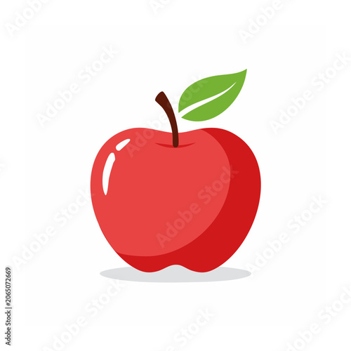 Red heart with green leaf isolated