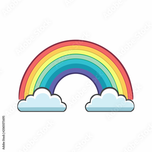Cartoon Rainbow with Clouds