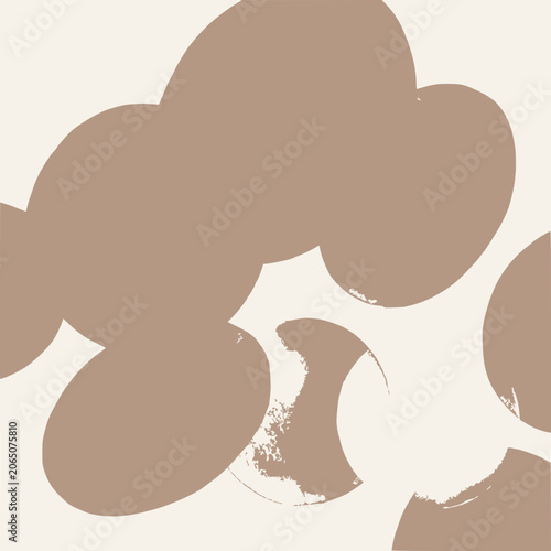 Abstract Organic Shapes Background, Taupe Circles on Cream, Minimalist Design, Soft Texture