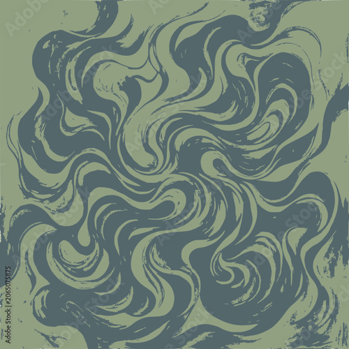 Abstract Swirls Pattern: Organic Flowing Lines in Green and Grey