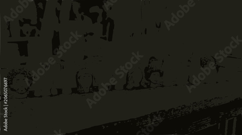 Silhouetted Figures Gathered at a Long Table in Dim Lighting