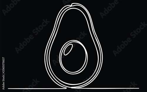 Continuous One Line Art Drawing of Avocado Vector Illustration
