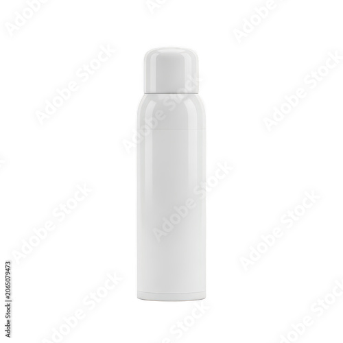 Blank white spray bottle mock up for cosmetic or hair styling product design isolated on white background