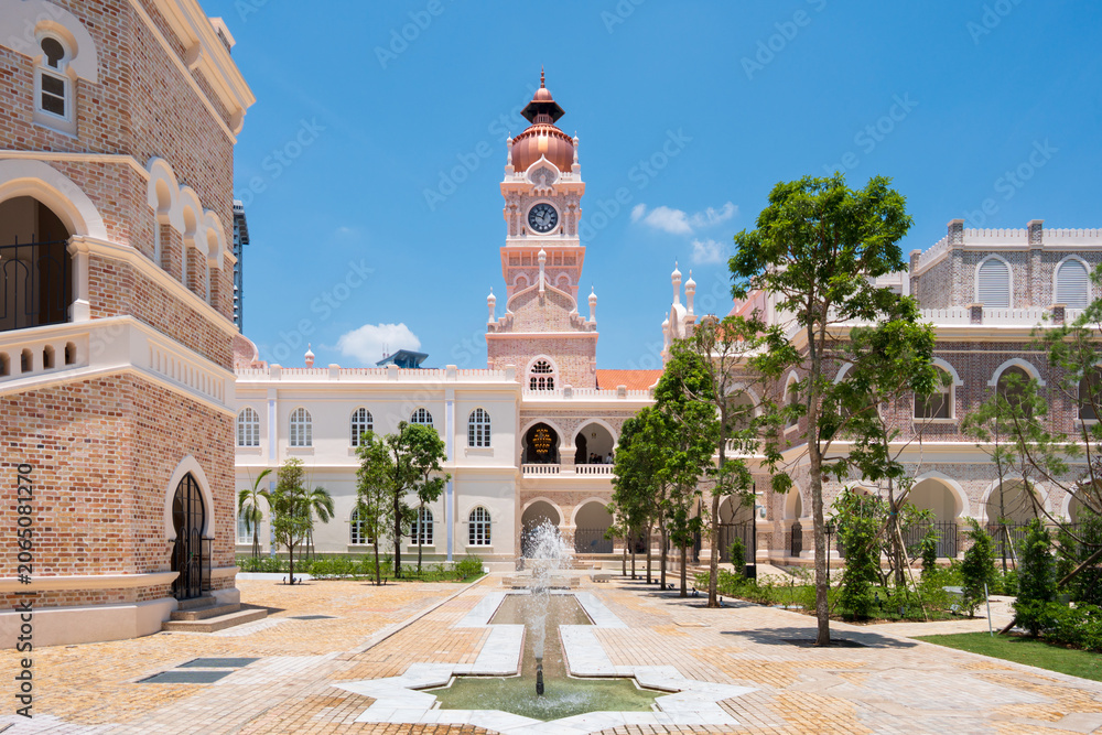 Fototapeta premium Beautiful architectural details of the historic Sultan Abdul Samad Building in Merdeka Square, Kuala Lumpur, 