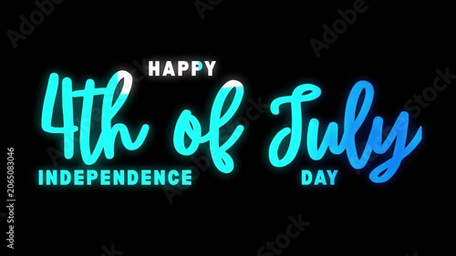 Glowing Neon Typography Video for Fourth of July Independence Day Poster