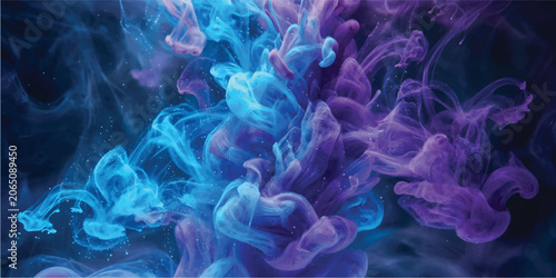Cuadro en lienzo Colorful Abstract Smoke Swirls in Dark Background