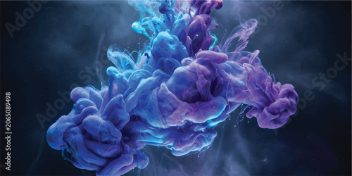 Cuadro en lienzo Colorful Abstract Smoke Swirls in Dark Background