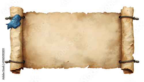old paper scroll, ancient blank parchment scroll, scroll with vintage paper,