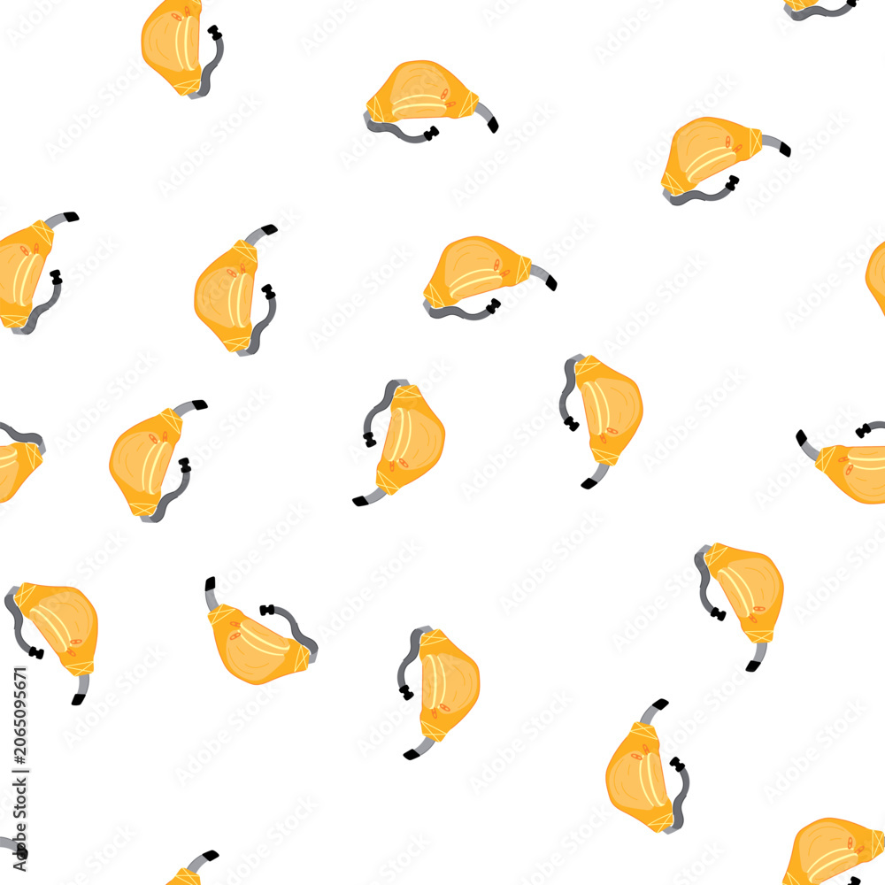 Fototapeta premium pattern strap waist bag cartoon. zip travel, purse zipper strap waist bag sign. seamless symbol vector illustration