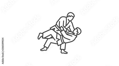 Fotografie Martial arts judo competition throw line art icon.