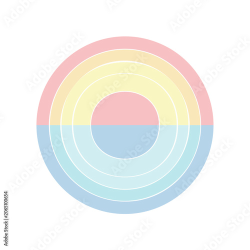 Pastel concentric circles on white background