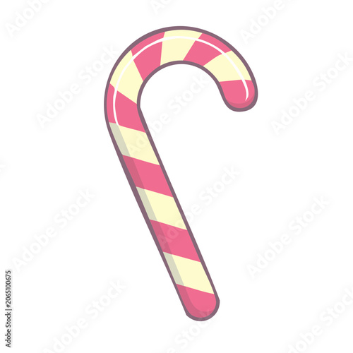 Pink and white striped candy cane illustration