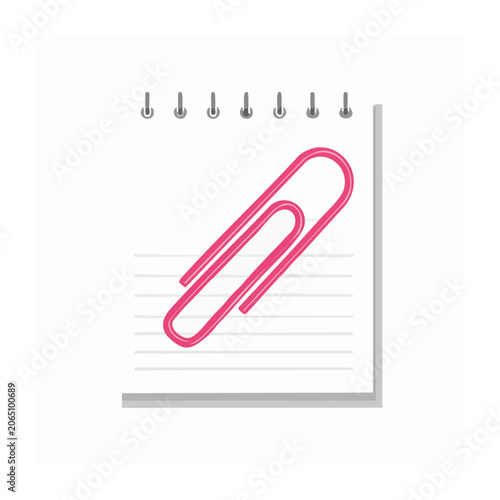 Pink paperclip on lined notebook paper