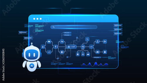 AI agentic workflow diagram dashboard machine learning architecture data processing system and automation system.