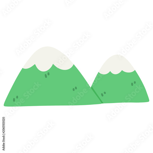 Green Mountain Cartoon Style Illustration Isolated