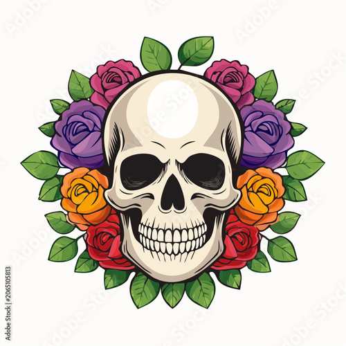 Skull and Roses Illustration