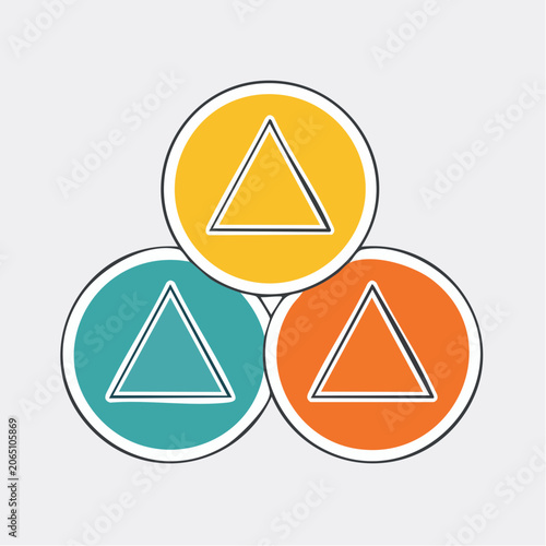 Three Intersecting Circles with Triangles
