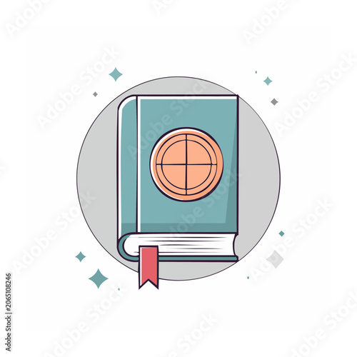 Book with Target Icon in Flat Design