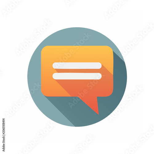 Flat design speech bubble icon on teal background