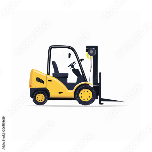 Yellow forklift truck side view illustration