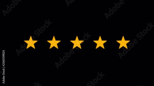 Customer Review Feedback Achievement Rating Five Golden Stars Motion Graphic for Excellence 4k video