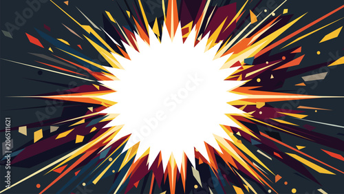Canvas Print Blank circle with shatp thorns frame exploded and burst into flames with dark ba