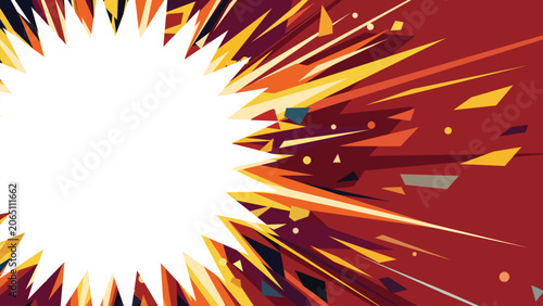 Photography Blank circle with shatp thorns frame at left area exploded and burst into flames