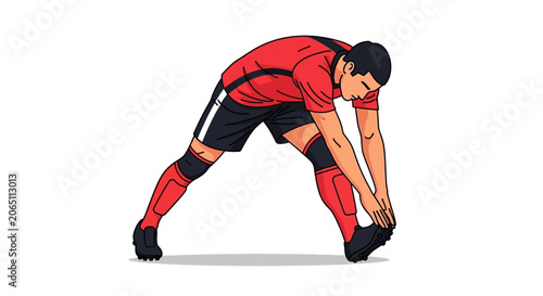 Obraz na plátne Man stretching before playing soccer game.