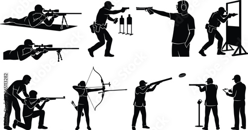 Canvastavla Shooting Sports and Archery Training Silhouette Set with Target Practice and Mar