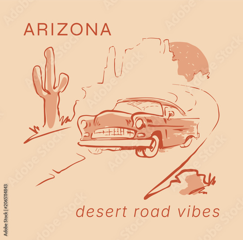 Retro carin desert highway