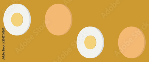 Cuadro en lienzo Set of boiled eggs, half, sliced isolated white background.eps,10