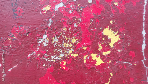 Photography Colorful peeling wall paint, interesting texture for background.